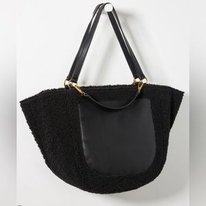 Anthropologie Faux-Shearling Tote Bag in Black